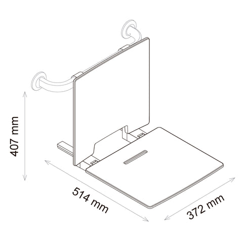 Asiento Ducha Plegable con Respaldo Suspendido a Barra Solid