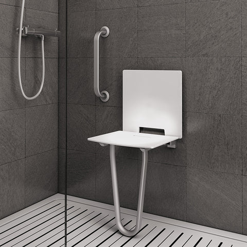 Folding Shower Seat with Backrest and Solid+ Floor Support