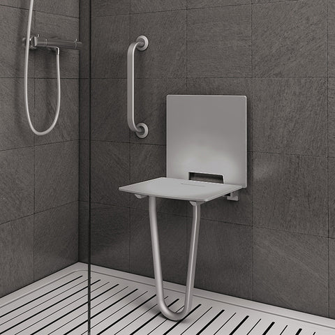 Folding Shower Seat with Backrest and Solid+ Floor Support
